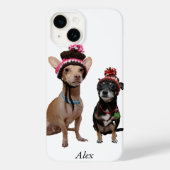 Chihuahua Hunde in Winterhütten mit Pom-Poms Case-Mate iPhone Hülle (Rückseite)