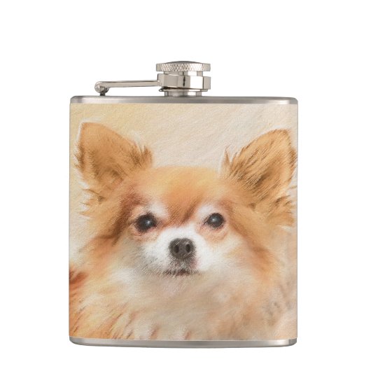 Chihuahua Hunde Malerei Original Art Flachmann (Vorderseite)
