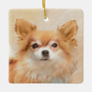 Chihuahua Hunde Malerei Original Art Keramikornament