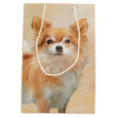 Chihuahua Hunde Malerei Original Art Mittlere Geschenktüte (Rückseite)