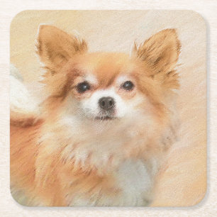 Chihuahua Hunde Malerei Original Art Rechteckiger Pappuntersetzer