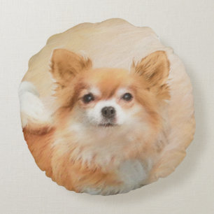 Chihuahua Hunde Malerei Original Art Rundes Kissen
