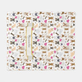 Chihuahua Hunde Paw druckt Herz-Knots-Textmuster Fleecedecke (Vorderseite (Horizontal))