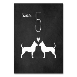 Chihuahua-Hunde-Silhouetten Hochzeit Tischnummer