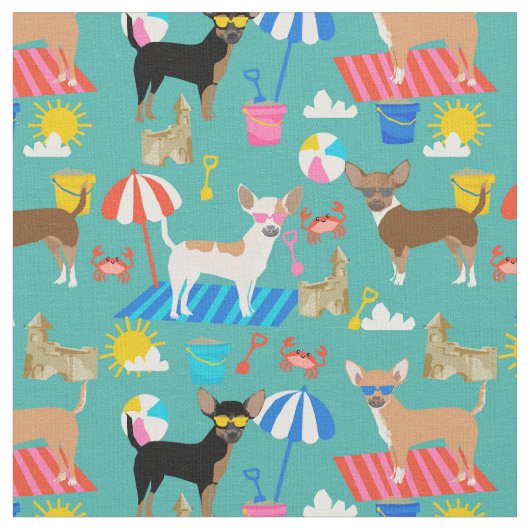 Chihuahua Hunde Sommerstrand Stoff (Nahaufnahme)