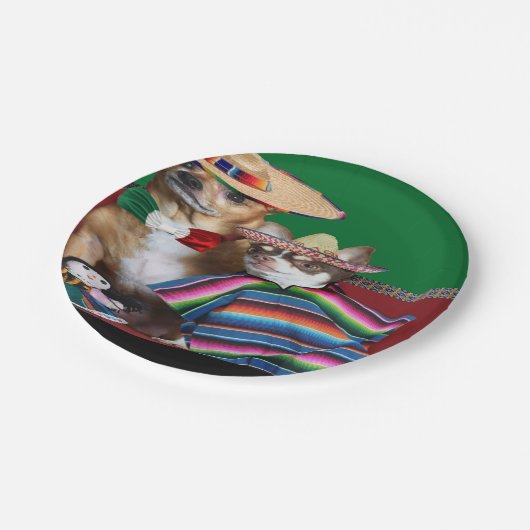 Chihuahua-Hunde-Teller Pappteller (Schrägansicht)