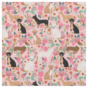 Chihuahua Hunde Vintagen Blumenrosa Stoff