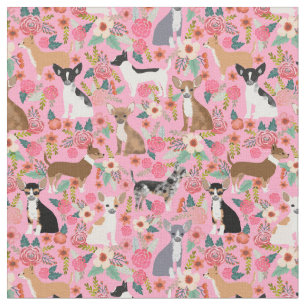 Chihuahua Hunde Vintagen Blumenrosa Stoff
