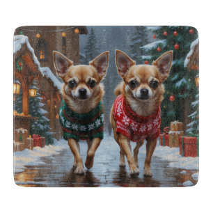 Chihuahua-Hunde Weihnachten Schnee Feiertag Schneidebrett
