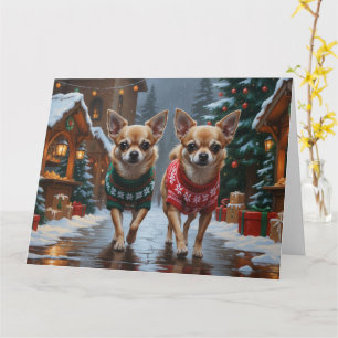 Chihuahua Hunde Weihnachtsschneeferien Karte