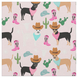 Chihuahua Hunde Western Cowgirl Rosa Südwesten Stoff
