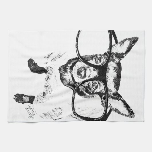 Chihuahua-Hundeillustrations-Zeichnen Geschirrtuch (Horizontal)