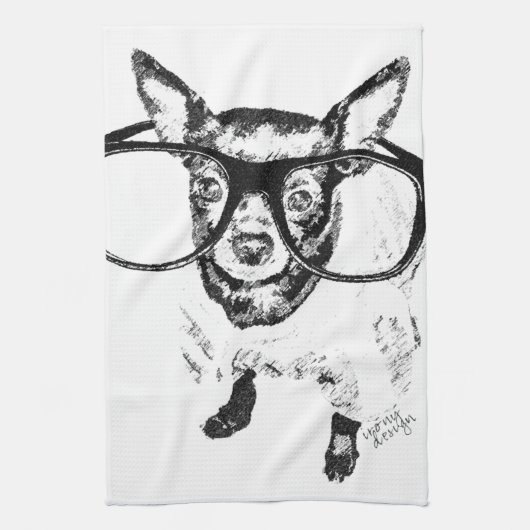 Chihuahua-Hundeillustrations-Zeichnen Geschirrtuch (Vertikal)