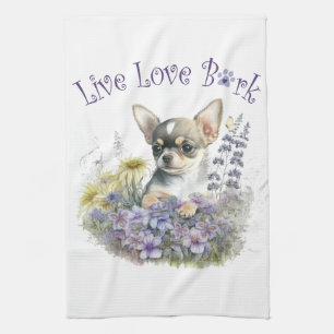 Chihuahua-Hundemama Blumenmuster Geschirrtuch
