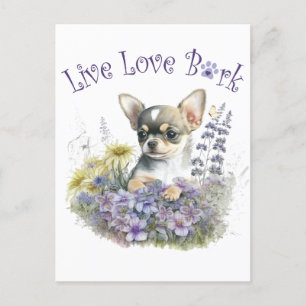 Chihuahua-Hundemama Blumenmuster Postkarte