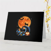 Chihuahua-Hundemünder Kürbishalloween Kostümgesche Karte (Gelbe Blume)