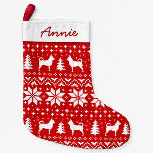 Chihuahua-HundeSilhouette-Muster-festlicher Kleiner Weihnachtsstrumpf