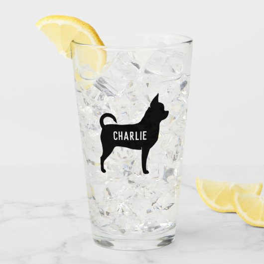 Chihuahua-HundeSilhouette-personalisiertes Trinken Glas (Vorderseite Ice)