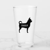 Chihuahua-HundeSilhouette-personalisiertes Trinken Glas (Vorderseite)