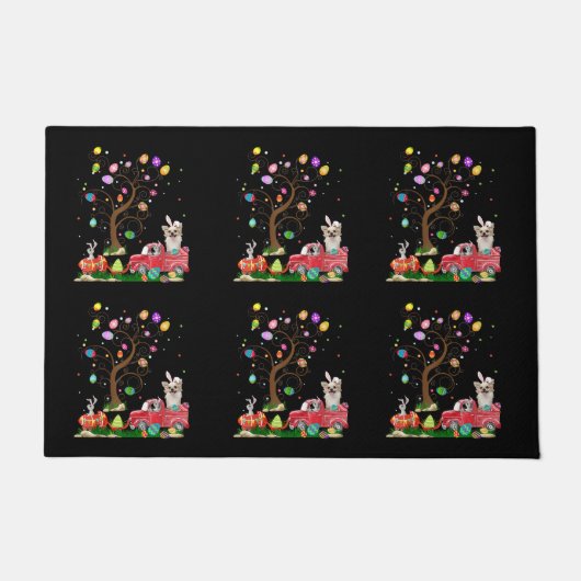 Chihuahua Hunt Egg Tree Vintager Lkw Ostertag Fußmatte (Vorderseite)