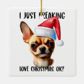 Chihuahua I gerade Freeware Liebe Weihnachten Weih Keramikornament (Rückseite)