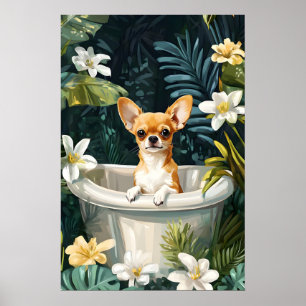 Chihuahua im Badewannenposter, Lustiges Hundeposte Poster