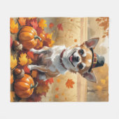 Chihuahua im Herbst hinterlässt Erntedank Kunst Fleecedecke (Vorderseite (Horizontal))