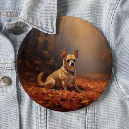 Chihuahua im Herbst Leaves Fall Inspiriert Button (Beispiel)