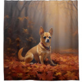 Chihuahua im Herbst Leaves Fall Inspiriert Duschvorhang (Vorderseite)