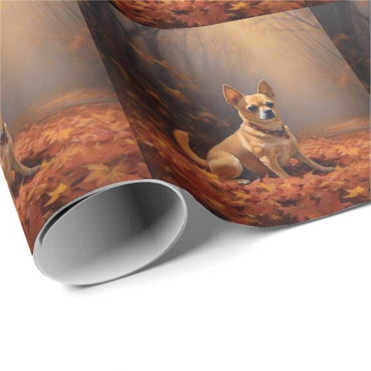 Chihuahua im Herbst Leaves Fall Inspiriert Geschenkpapier (Rolleneckpunkt)