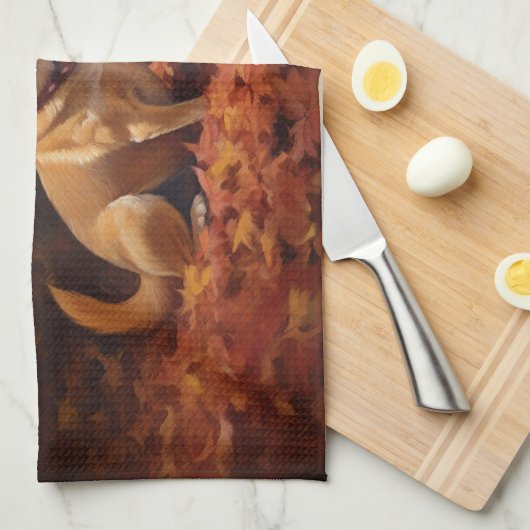 Chihuahua im Herbst Leaves Fall Inspiriert Geschirrtuch (Viertel Falte)