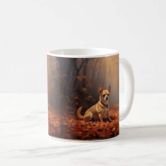 Chihuahua im Herbst Leaves Fall Inspiriert Kaffeetasse (VorderseiteRechts)