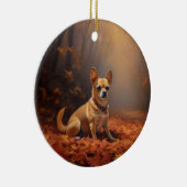 Chihuahua im Herbst Leaves Fall Inspiriert Keramik Ornament (Rechts)