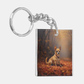Chihuahua im Herbst Leaves Fall Inspiriert Schlüsselanhänger (Vorderseite links)
