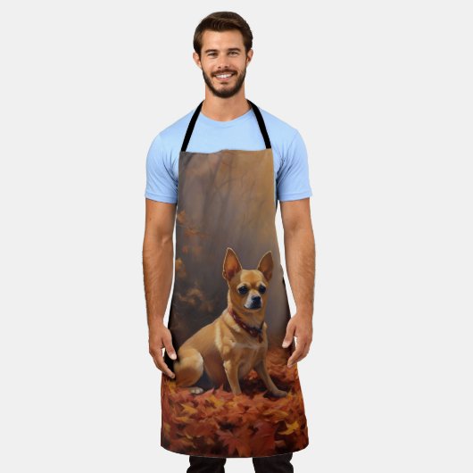 Chihuahua im Herbst Leaves Fall Inspiriert Schürze (Getragen)