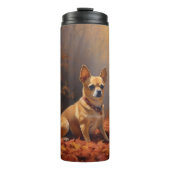 Chihuahua im Herbst Leaves Fall Inspiriert Thermosbecher (Vorderseite)