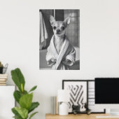 Chihuahua in Bathrobe Art Print, Funny Bathroom Poster (Heimbüro)