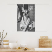 Chihuahua in Bathrobe Art Print, Funny Bathroom Poster (Küche)