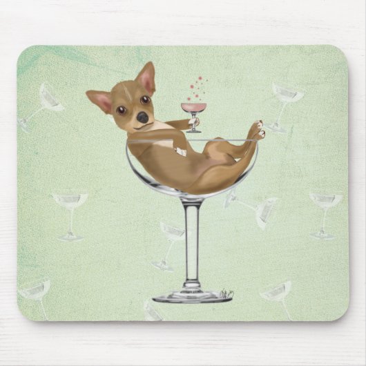 Chihuahua in Cocktailglas Mousepad (Vorne)