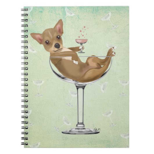 Chihuahua in Cocktailglas Notizblock (Vorderseite)