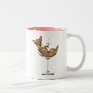Chihuahua in Cocktailglas Zweifarbige Tasse
