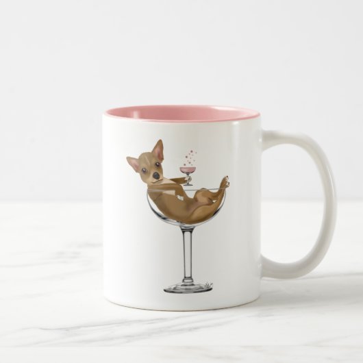 Chihuahua in Cocktailglas Zweifarbige Tasse (Rechts)