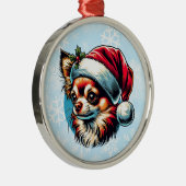 Chihuahua in der Weihnachtsmannmütze Weihnachten Ornament Aus Metall (Rechts)
