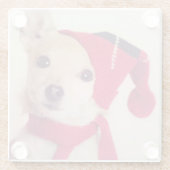 Chihuahua in der Winter-Kappe Glasuntersetzer (Rückseite)