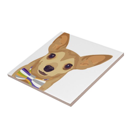 Chihuahua in einem Bowtie auf weißem Hintergrund Fliese (Seite)