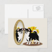 Chihuahua in einer Spiegelpostkarte Postkarte (Vorne/Hinten)