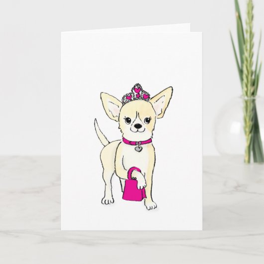Chihuahua in einer Tiara-Karte Karte (Vorderseite)