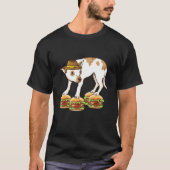 Chihuahua in Hat Balancing über Hamburgers Dank Me T-Shirt (Vorderseite)