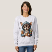 Chihuahua in Hooded Sweatshirt Holding Coffee (Vorne ganz)