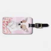 Chihuahua in Rosa mit Rose Gepäckanhänger (Vorderseite horizontal)